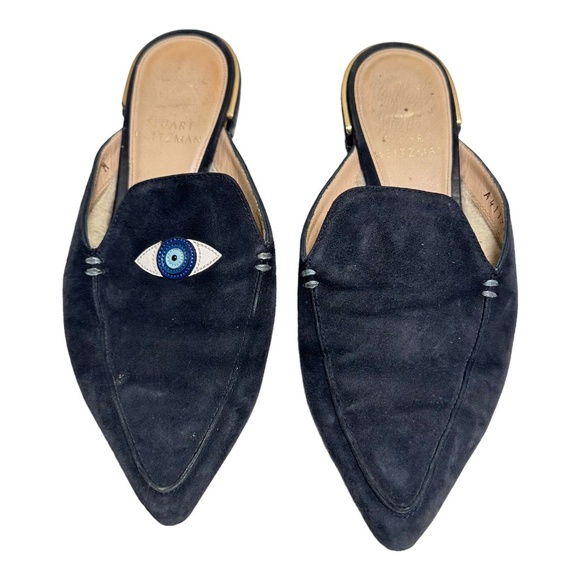 Stuart Weitzman Gigi Hadid Blue Eyelove Evil Eye Pointed Toe Mules Size 6 - Picture 1 of 13